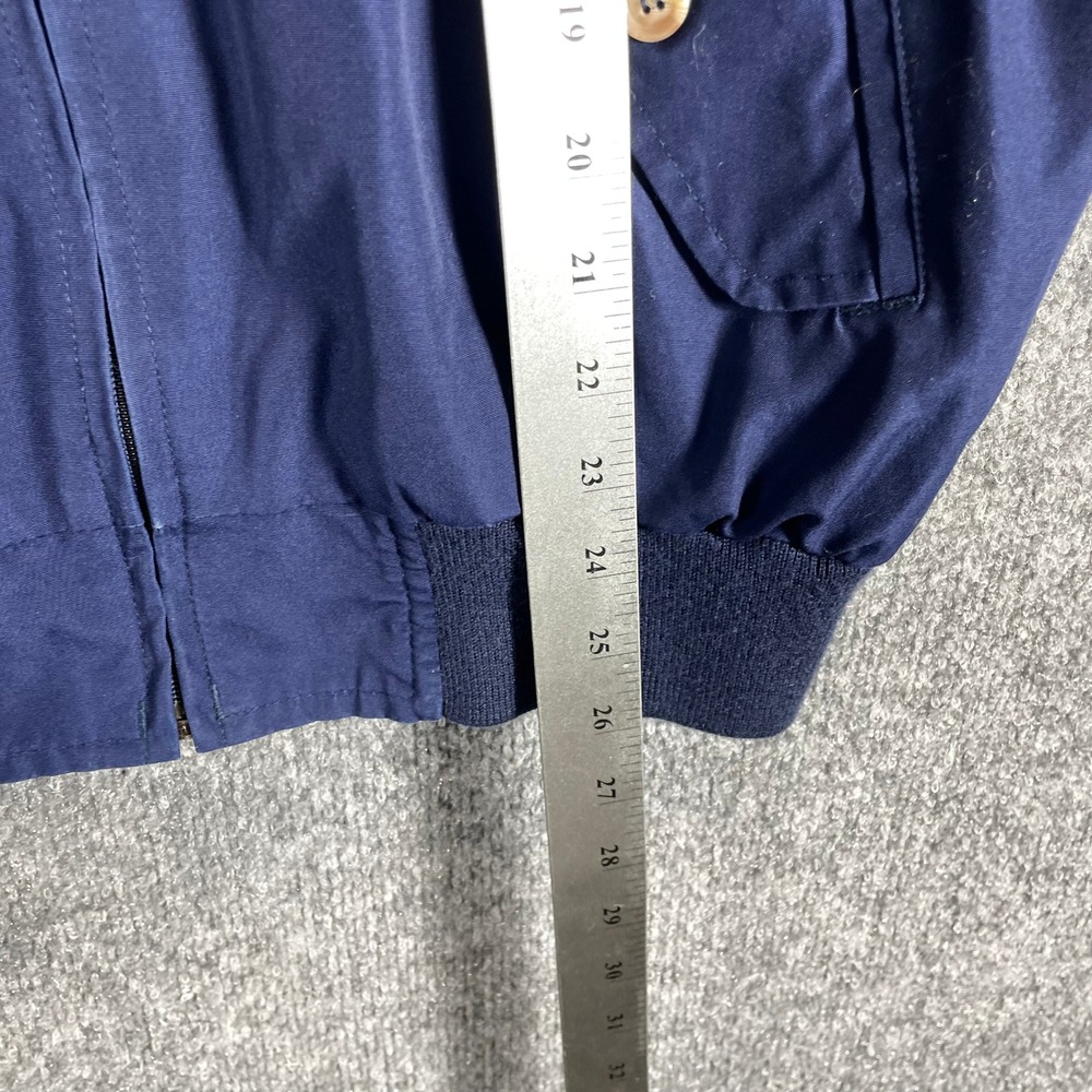 VTG Lands End Jacket Mens Medium Navy Blue Harrington Plaid Lined Full Zip 80s - Picture 10 of 12